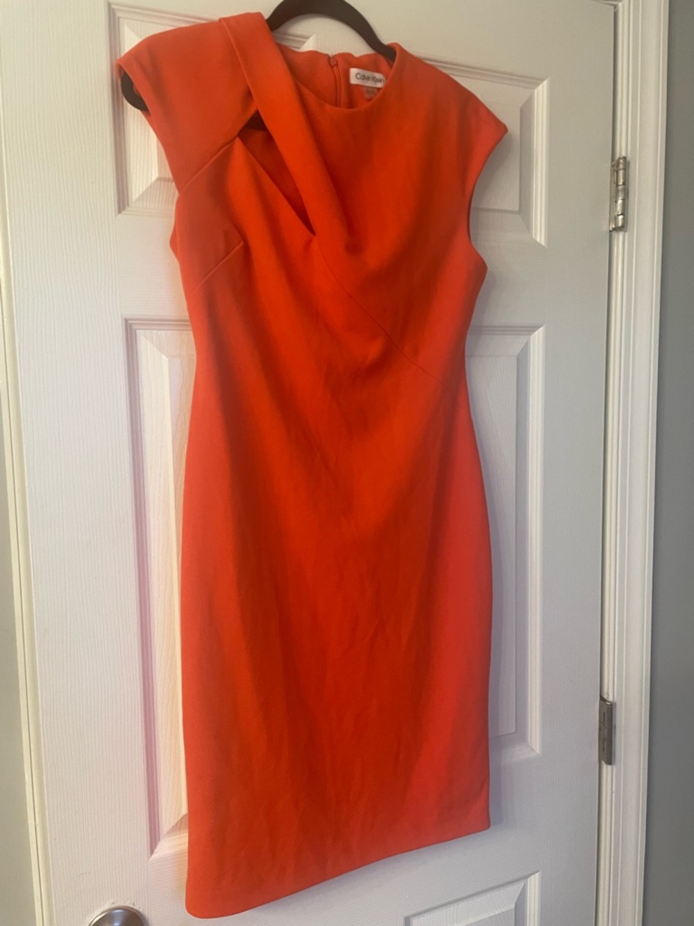Calvin Klein Dress Orange Sheath Size 6 Vibrant!